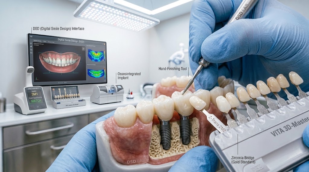 Zirconia crowns and shade guide